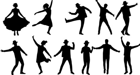 Fototapeta premium silhouettes of dancing people 