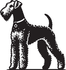 airedale terrier dog silhouette, airedale terrier dog vector illustration, dog vector illustration icon