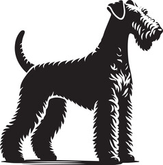 Fototapeta premium airedale terrier dog silhouette, airedale terrier dog vector illustration, dog vector illustration icon