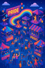 Obraz premium Vibrant Parade of Colorful Costumes and Balloons