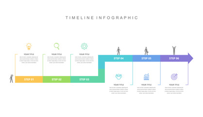 Business road map timeline infographic concept. with icons and 6 steps. Corporate milestones graphic elements. marketing data. Modern vector history timeline design presentation