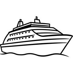 Obraz premium Cruise liner line art on white background—great for educational use, cruise deals, and icon bundles.