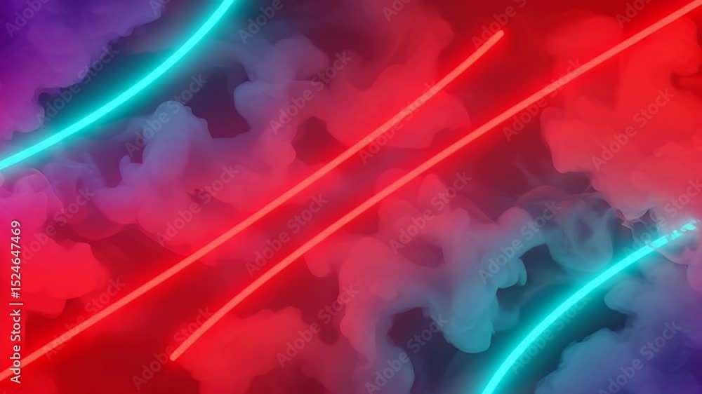 Aufkleber abstract neon light background with red and blue smoke effect flowing in a graphic futuristic design