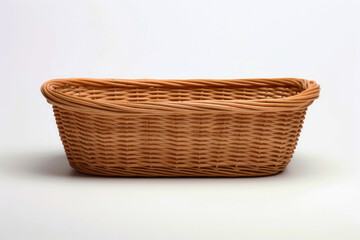 Obraz premium Empty wicker basket isolated on white with pattern