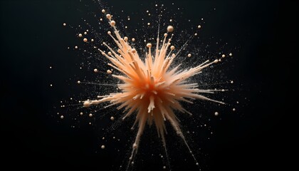 Obraz premium A dynamic explosion of orange and white powder on a black background