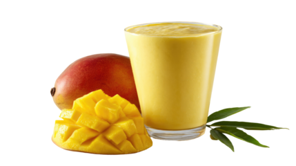 Mango Lassi in Traditional Glass on Transparent Background

