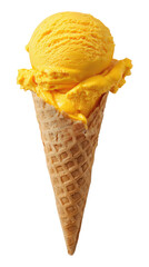 Mango Flavored Ice Cream Scoop on Transparent Background


