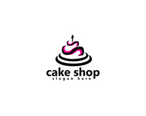cake shop and bakery logo, abstract birthday cake, logo design template