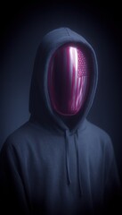 Masked figure in dark hoodie