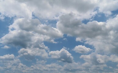 Beautiful cloudscape in blue sky, natural clouds background