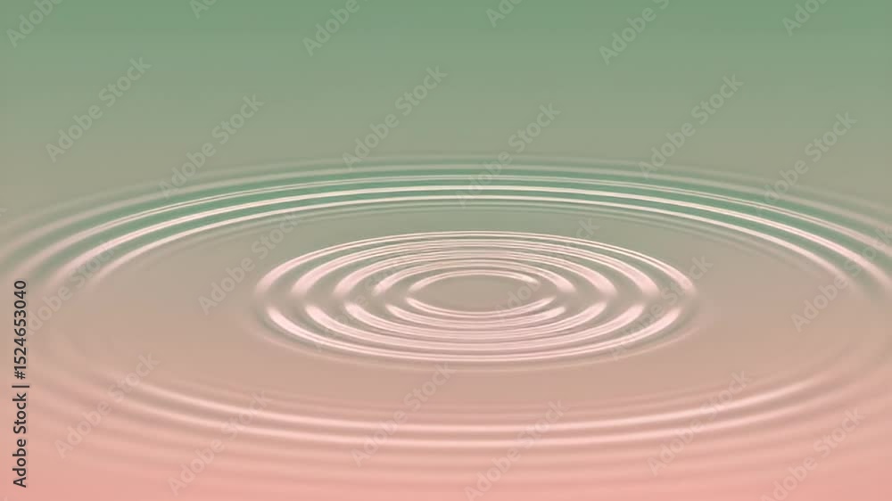 Aufkleber water ripple rings expanding on a gradient background in pink and green with soft lighting and circu