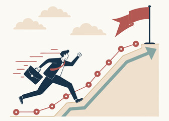 businessman running to success concept