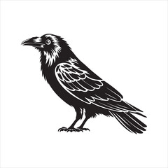 Raven Silhouette Vector Icon – Gothic Crow Bird Illustration