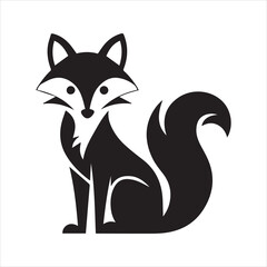 Fox Silhouette Vector Icon – Elegant Sitting Animal Illustration