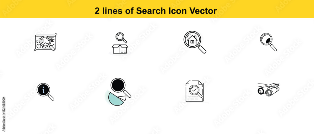 Poster set of vector icons for search