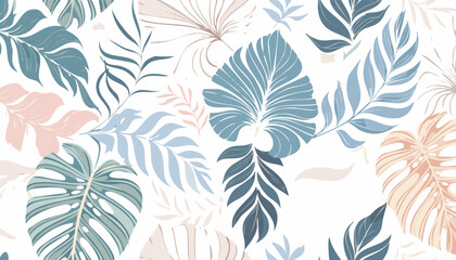 Seamless Minimalist Tropical Leaf Silhouette Pattern – Modern Botanical Repeat Design
