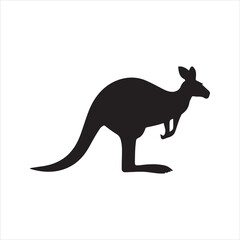 Kangaroo Silhouette Vector Icon – Standing Marsupial Animal Illustration