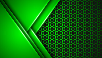 Abstract overlapping polygons on dark steel mesh background with empty space for design. Modern technology innovation concept background