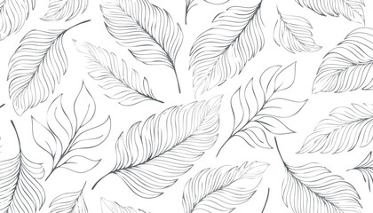 Seamless Minimalist Tropical Leaf Silhouette Pattern – Modern Botanical Repeat Design