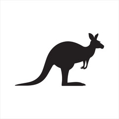 Kangaroo Silhouette Vector Icon – Standing Marsupial Animal Illustration
