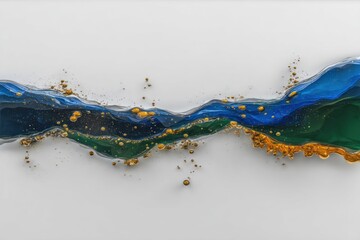 Abstract resin art with flowing colors and gold accents