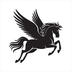 Pegasus Silhouette Vector Icon – Mythical Winged Horse Illustration