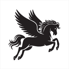 Pegasus Silhouette Vector Icon – Mythical Winged Horse Illustration