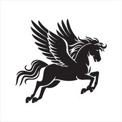 Pegasus Silhouette Vector Icon – Mythical Winged Horse Illustration