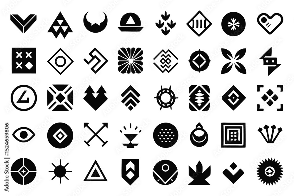 Poster abstract hand drawn shapes modern design elements isolated on transparent background