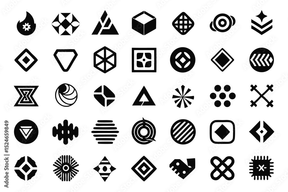 Poster abstract hand drawn shapes modern design elements isolated on transparent background
