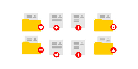 file management concept. Computer files directory. Folders organised in a system of storage. Data storage. Vector illustration.