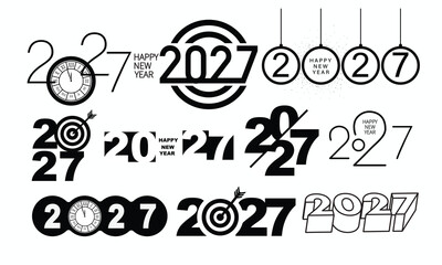 2027 Happy New Year Background Design. Greeting Card, Banner, Poster. Vector Illustration.