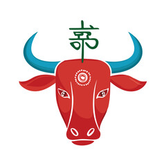 Red ox symbol chinese new year zodiac animal