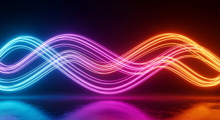 Neon Light Waves: Abstract Colorful Swirls