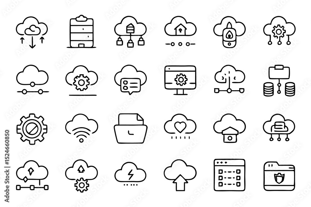 Poster editable cloud computing and storage icon design isolated on transparent background