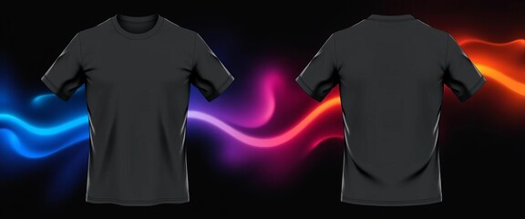 High-resolution vector template of a realistic t-shirt, front and back views, customizable for design mockups,  back view,   eps