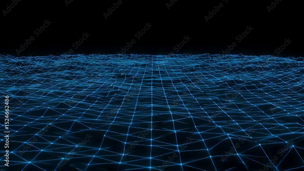 Poster abstract digital landscape of interconnected lines and points