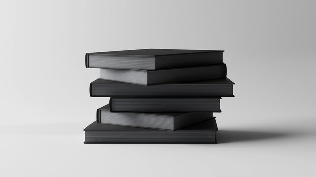 Stack of black books mockup, elegant design, professional look, book cover template