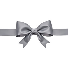 Naklejka premium Elegant silver bow on a sleek ribbon, perfect for sophisticated events, modern décor, and luxurious gifts.