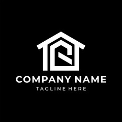 The logo design combines the letter r and a house, using white color.