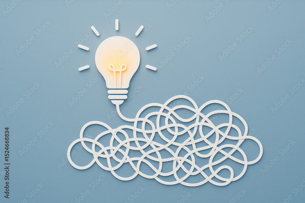 Poster bright idea solving complex problem tangled wire