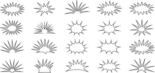 Creative Burst Shapes: Blue Starburst and Sunburst Designs for Graphic Illustrations and Web Elements