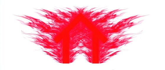 Red upward arrow with flames