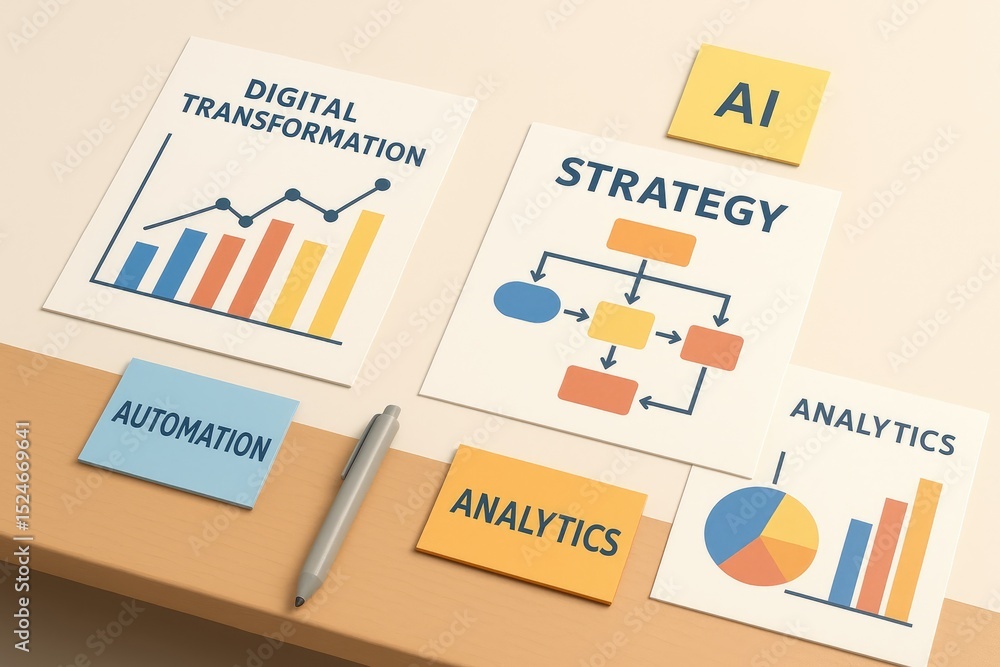 Poster digital transformation strategy business analytics ai automation