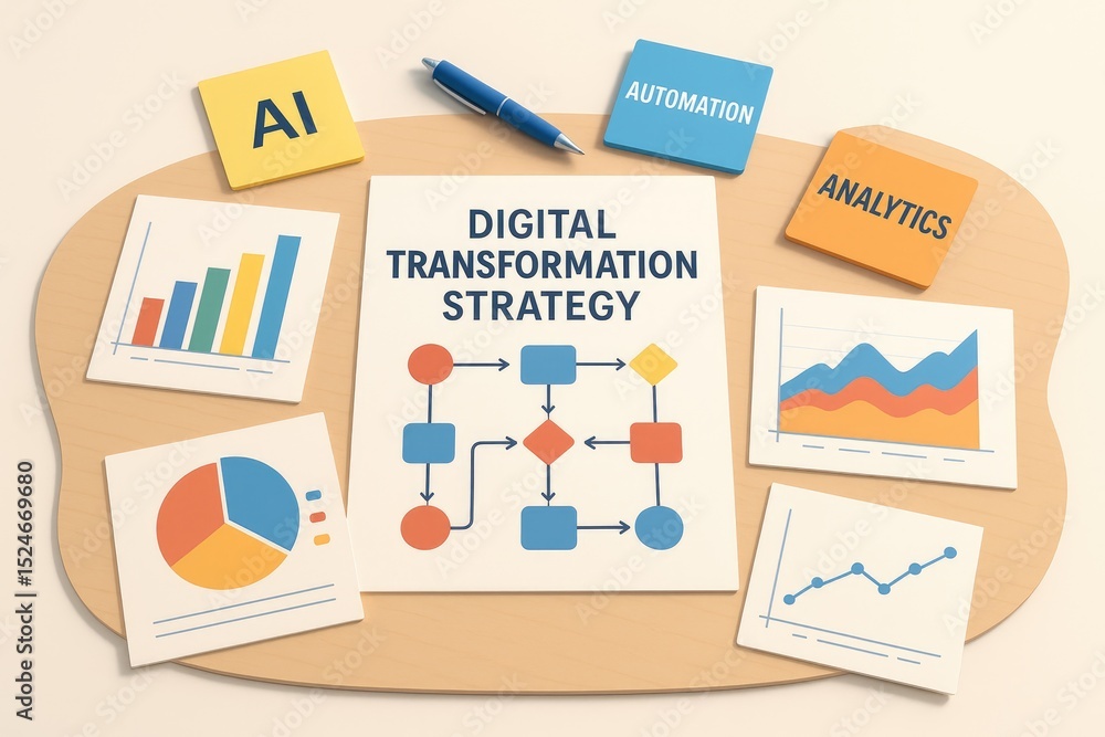 Poster digital transformation strategy planning process workflow