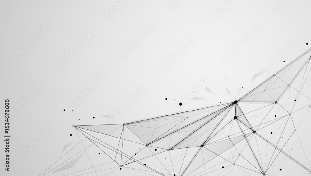Poster abstract geometric network structure with connected dots and lines on a light background, symbolizin
