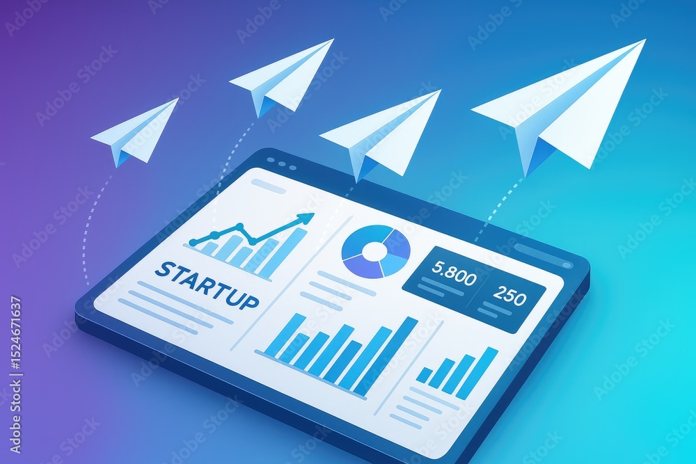 Poster startup growth data analytics dashboard success