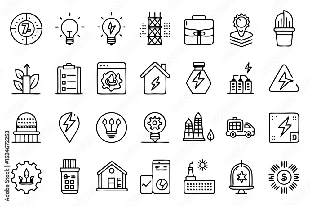 Poster energy saving and efficiency icon design editable stroke outline isolated on transparent background