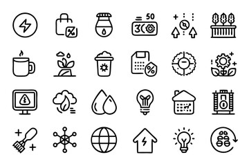 Energy saving and efficiency icon editable stroke outline isolated on transparent background