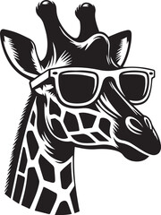 giraffe head vector illustration, giraffe head with sunglass vector illustration